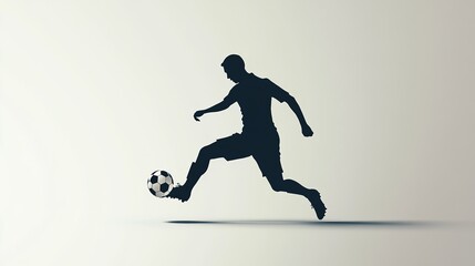 Fototapeta premium Shadow figure of a soccer player kicking a ball clean