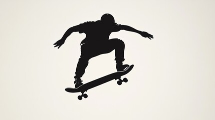 Naklejka premium Silhouette of a skateboarder performing