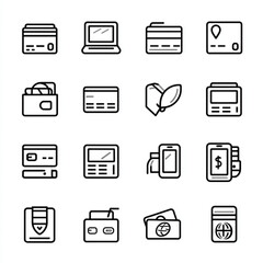 Simple black and white line art of Payment icons