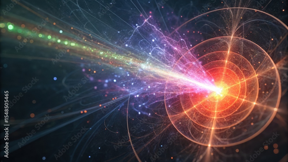 Aufkleber colorful visualization of particle fusion in gigapixel quality