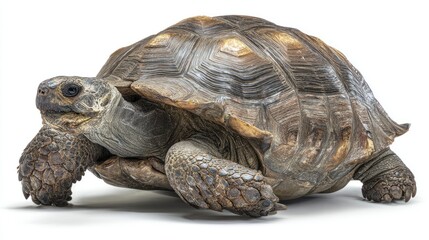 Obraz premium Large tortoise against a plain white background