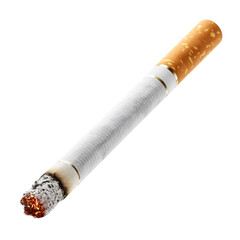Burning cigarette smoking addiction nicotine habit danger  isolated on transparent background
