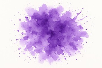 Handdrawn purple watercolor splash on white background Artistic illustration with soft texture
