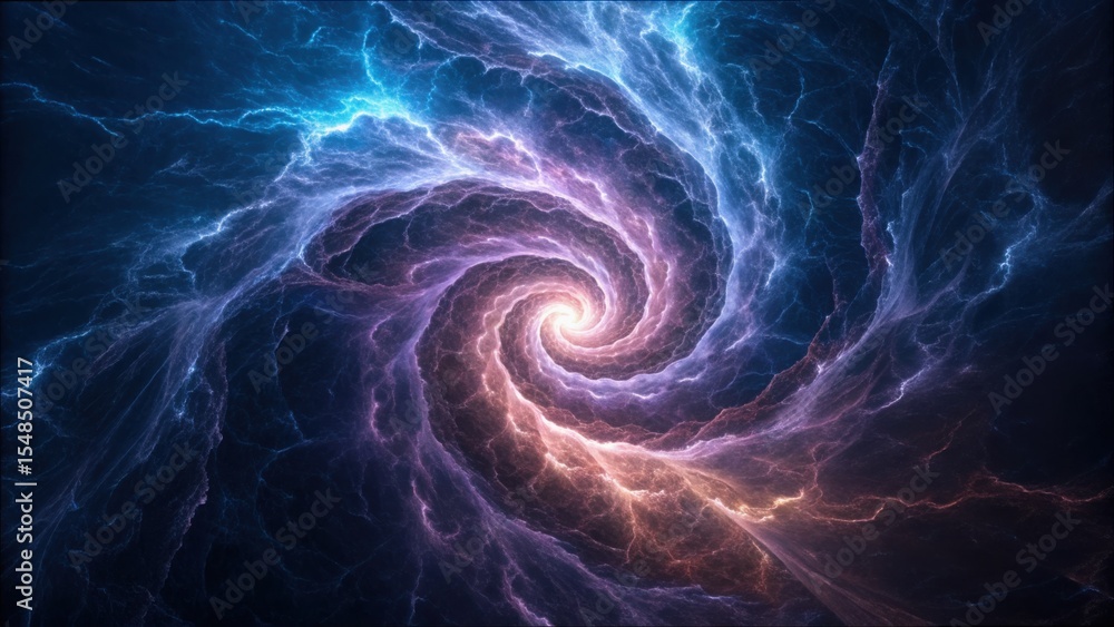 Poster energetic swirl of light and color in a cosmic field design