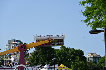 carousel against the sky and sport