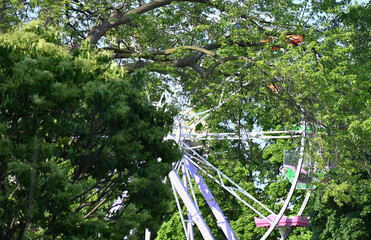 carousel against the sky and sport