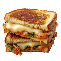 Kimchi grilled cheese sandwich isolated on transparent background