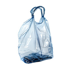 Translucent Blue Plastic Shopping Bag on Black Background