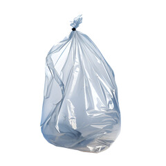 Clear plastic trash bag isolated on black background