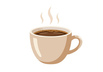 Cup of dark coffee with steam rising from it