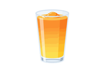Orangeyellow smoothie or juice in a clear glass with a thick texture and small dollop on top