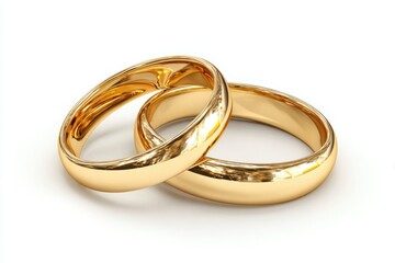 Two Intertwined Gold Wedding Rings: Elegant Symbol of Love, Commitment, and Marriage. Perfect for Wedding Invitations, Anniversary Cards, and Romance-Themed Designs.