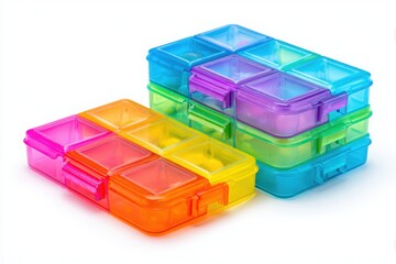 Colorful Transparent Pill Organizers: Stackable Weekly Medicine Boxes, Multi-Compartment Storage Containers for Vitamins, Supplements, Crafts, and More!