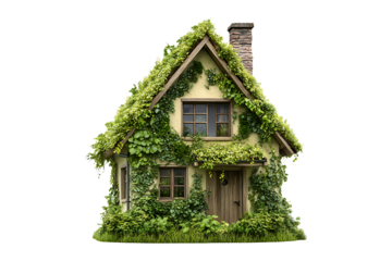 Green eco house isolated on a transparent background