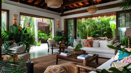 Tropical modern living room design interior