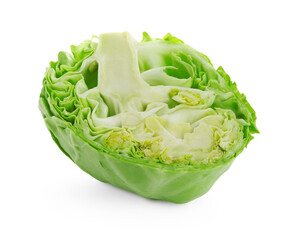 Half of fresh green cabbage isolated on white