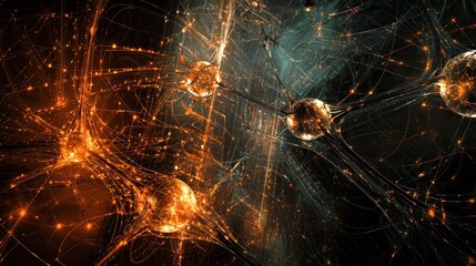 Abstract network of glowing nodes