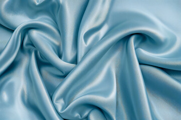 Elegant light blue silk fabric with soft folds