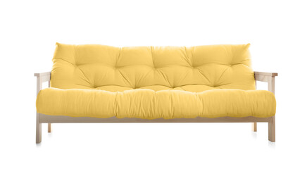 Yellow sofa isolated on white. Furniture for living room interior