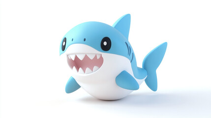 Cute Baby Shark Toy with Bright Colors and Smiling Expression. Adorable toy shark featuring a charming and vibrant design, ideal for children's play and decor.