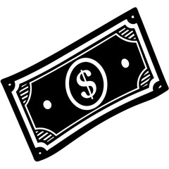 Simple Black and White Dollar Bill
