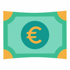 Stylized Euro Bill Illustration with Simple Shapes and Colors Representing European Currency and Finance Suitable for Icons and Graphics in Digital Designs and Financial Content