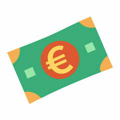 Flat Vector Illustration of a Euro Banknote Representing European Currency Finance and Economy Perfect for Financial Concepts Business Presentations and Design Projects Related to Europe