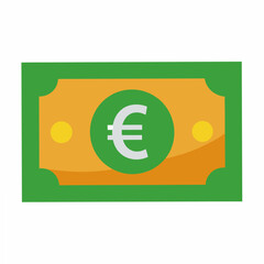 Stylized Euro Banknote Illustration with Green Border and Circle Representing European Currency and Financial Transactions in a Simple Modern Design for Business and Finance Concepts
