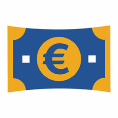 Stylized Euro Banknote Illustration in Blue and Gold Representing European Currency Finance and Economy Suitable for Financial and Business Themed Designs and Informational Graphics