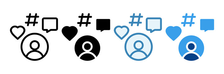 Social Media User  Icon Set Multiple Style Collection