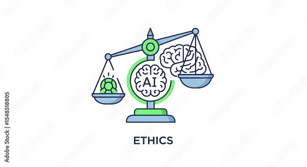 Poster artificial intelligence ethics and ai balance concept for future technology development idea