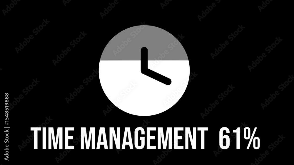 Poster percentage progress indicator loop of a clock icon and the phrase time management