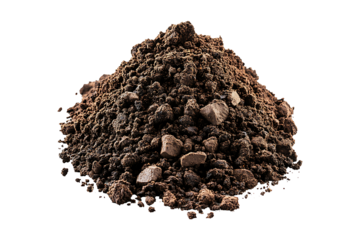 Pile of soil isolated on a transparent background