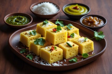 Dhokla - Indian Food Steamed Snack That Offers a Light, Fluffy Texture with a Tangy Flavor, Perfect as a Healthy Breakfast or Tea-Time Treat Loved Across Gujarat and Beyond