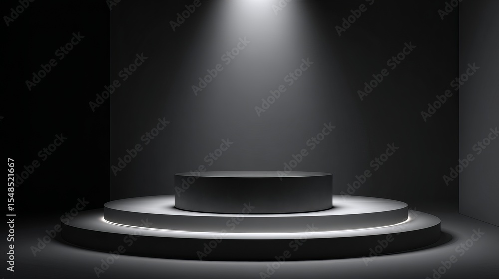 Aufkleber elegant dark grey product display platform stage minimalist modern studio background spotlight cylin