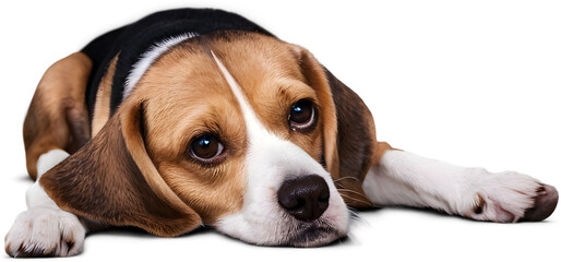 Beagle puppy is sitting Lonely