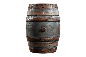 Fototapeta premium Old metallic barrel isolated on a transparent background