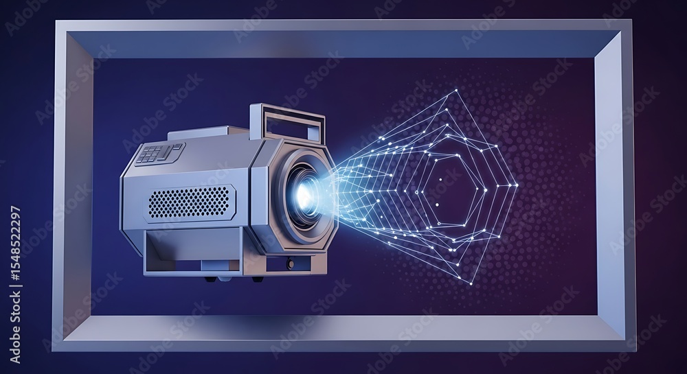 Aufkleber futuristic projector emitting geometric patterns in a modern frame design