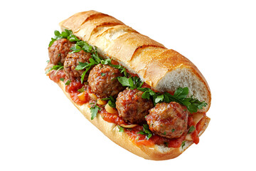 Meatball Sub Sandwich isolated on a transparent background