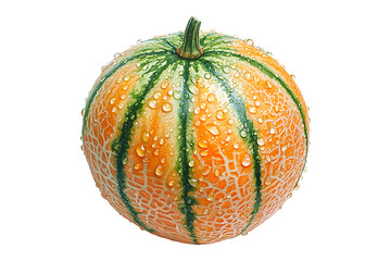 melon with water drops isolated on a transparent background
