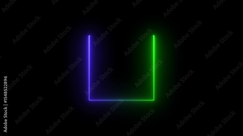 Poster square frame royal blue color 4k.abstract glowing neon frame rectangle icon animation background.squ