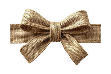Jute twine string tied in a bow isolated on a transparent background