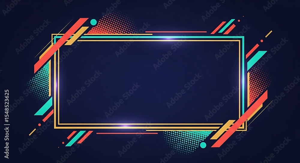 Aufkleber modern abstract frame design with geometric shapes and vibrant color palette
