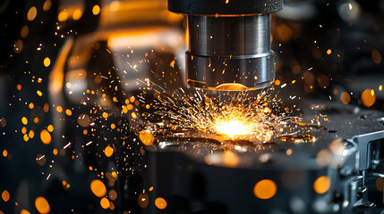 A machine is spewing sparks and the image conveys a sense of danger and chaos