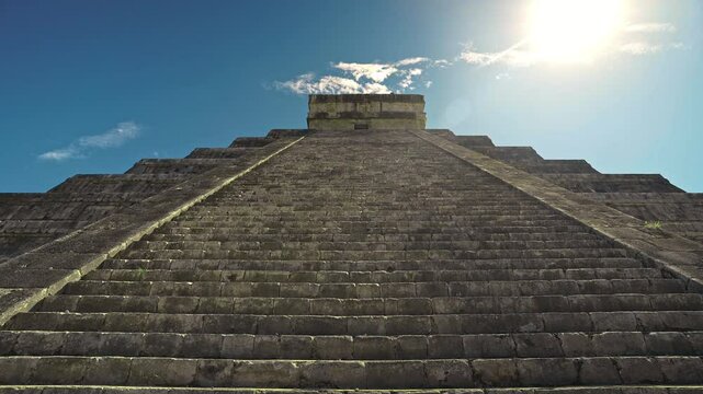 Chichen Itza Pyramid Stone Steps Diagonal View Texture Detail