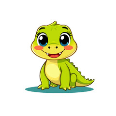 Fototapeta premium Cute baby alligator cartoon character isolated on white background