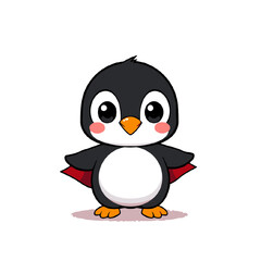 Obraz premium Cute cartoon penguin character isolated on white background