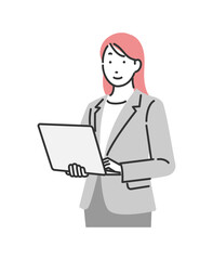 ノートパソコンを持っているビジネスウーマン