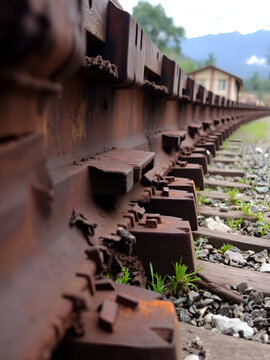 Detail of the damaged old railway of Villeta, Cundinamarca, Colombia.