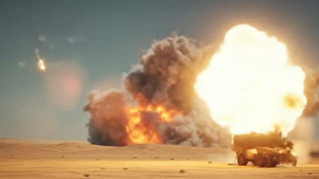 Military explosion in desert
